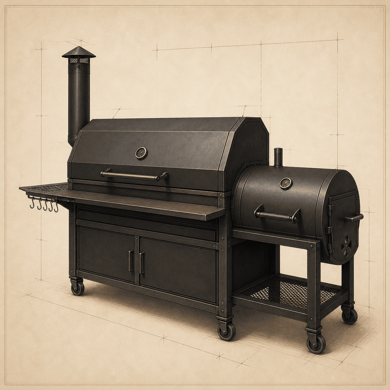 Braai and smoker combination concept illustration