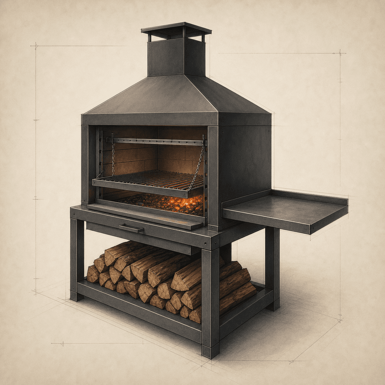 Freestanding braai concept illustration